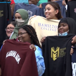 BELA students celebrating college choices.