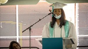 BELA students speaking at a school event.