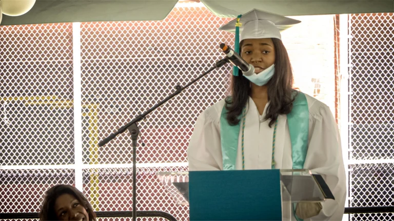 BELA students speaking at a school event.